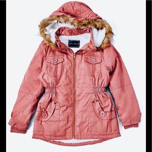 Girls Pink Arondak Parka Coat Jacket size 12-14